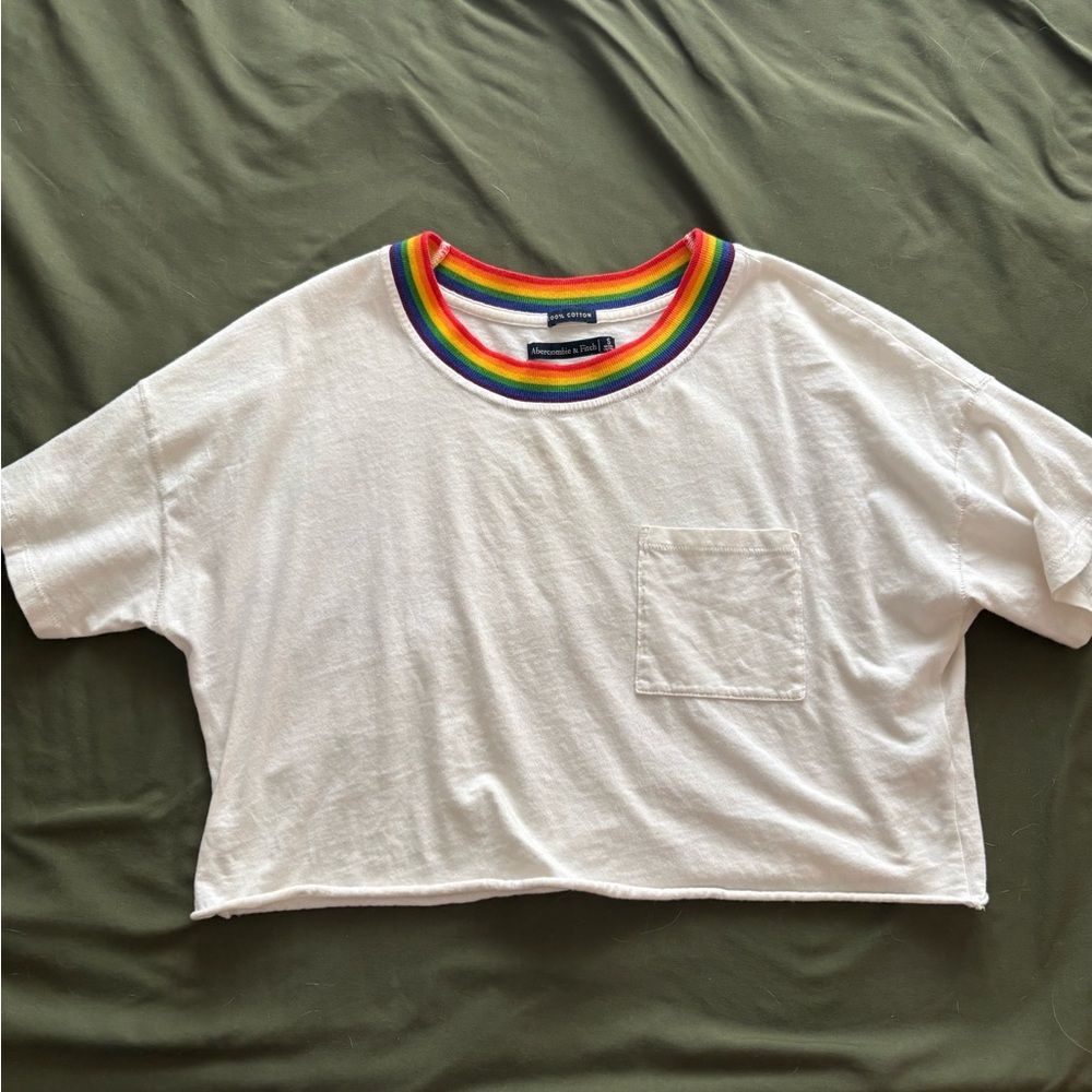 Abercrombie & Fitch white crop with Rainbow Collar - super cute worn once